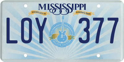 MS license plate LOY377