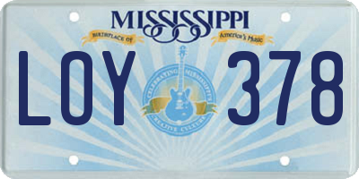 MS license plate LOY378