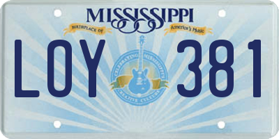 MS license plate LOY381
