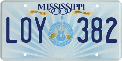MS license plate LOY382
