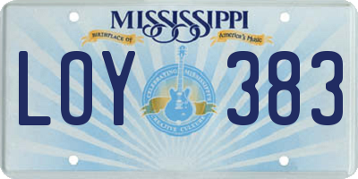 MS license plate LOY383