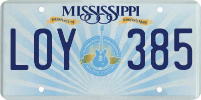 MS license plate LOY385
