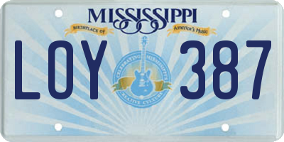 MS license plate LOY387
