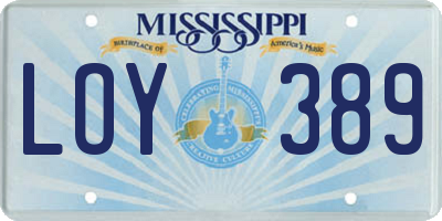 MS license plate LOY389
