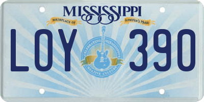 MS license plate LOY390