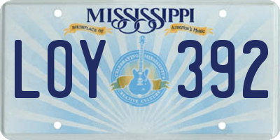 MS license plate LOY392
