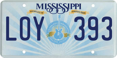 MS license plate LOY393