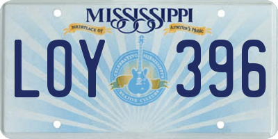 MS license plate LOY396