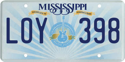 MS license plate LOY398