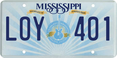 MS license plate LOY401