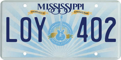 MS license plate LOY402