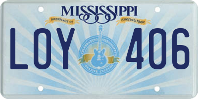 MS license plate LOY406