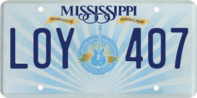 MS license plate LOY407