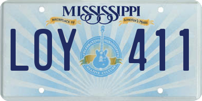 MS license plate LOY411