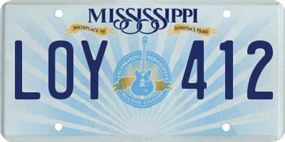 MS license plate LOY412