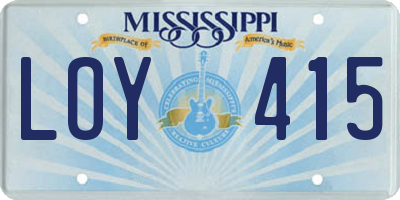 MS license plate LOY415