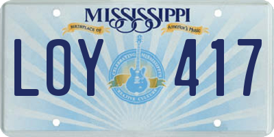 MS license plate LOY417