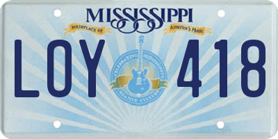 MS license plate LOY418