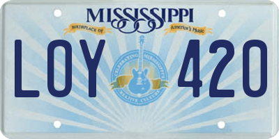 MS license plate LOY420