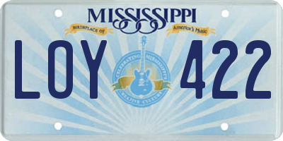 MS license plate LOY422
