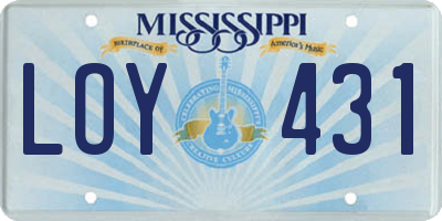 MS license plate LOY431