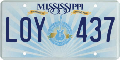 MS license plate LOY437