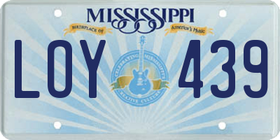 MS license plate LOY439