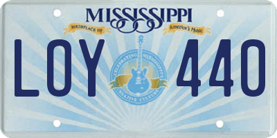 MS license plate LOY440