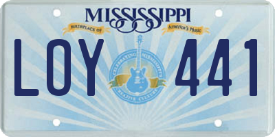 MS license plate LOY441