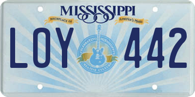 MS license plate LOY442
