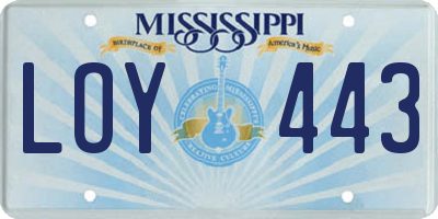 MS license plate LOY443