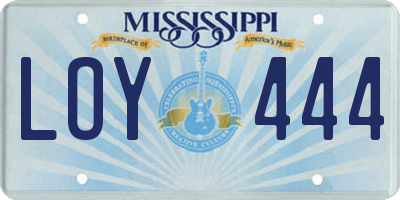 MS license plate LOY444