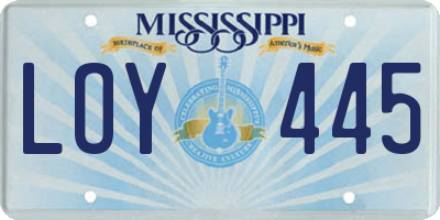 MS license plate LOY445