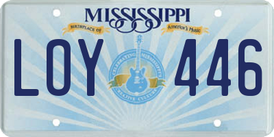 MS license plate LOY446