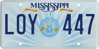 MS license plate LOY447