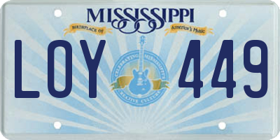 MS license plate LOY449