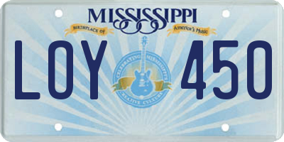 MS license plate LOY450