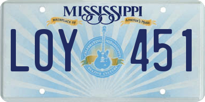 MS license plate LOY451