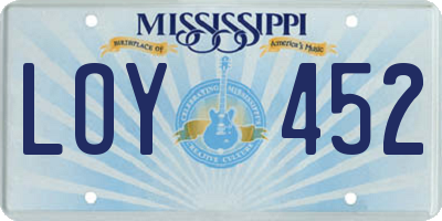 MS license plate LOY452