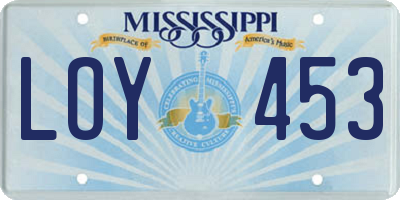 MS license plate LOY453