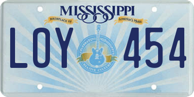 MS license plate LOY454