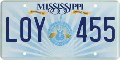 MS license plate LOY455