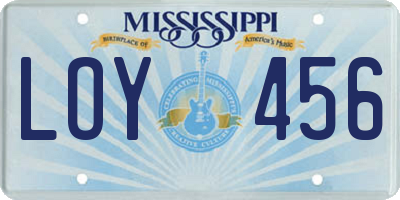 MS license plate LOY456