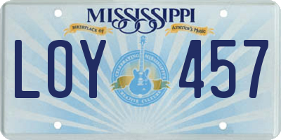 MS license plate LOY457