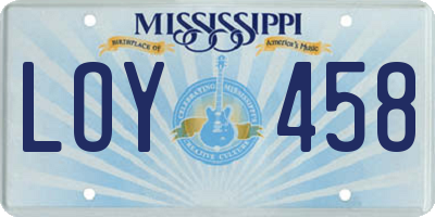 MS license plate LOY458