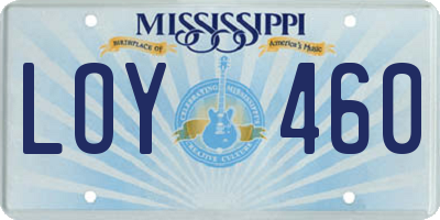 MS license plate LOY460