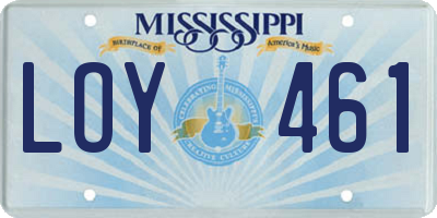 MS license plate LOY461