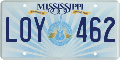 MS license plate LOY462