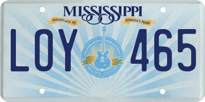 MS license plate LOY465