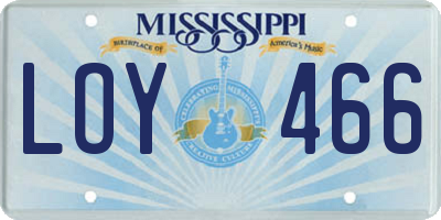 MS license plate LOY466